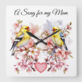 Bird Wall Clock Vierkante Klok (Voorkant)