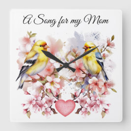 Bird Wall Clock Vierkante Klok