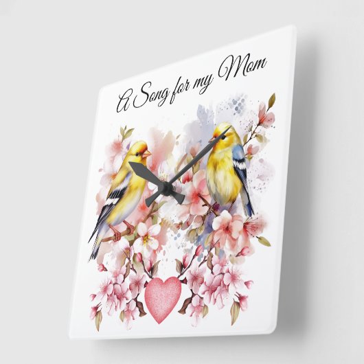 Bird Wall Clock Vierkante Klok (Hoek)