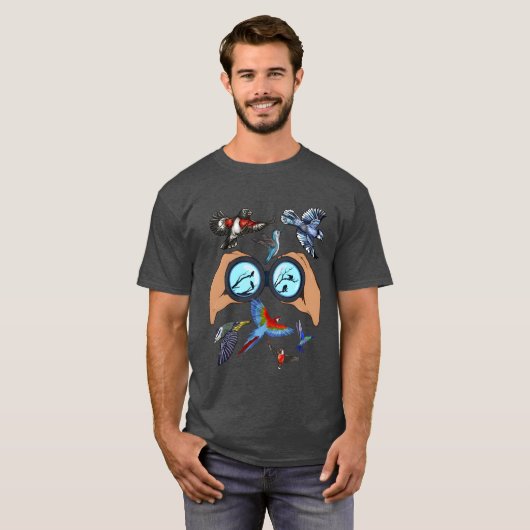 Bird Watching Binocular Design voor een Bird Nerd T-shirt (Voorkant volledig)