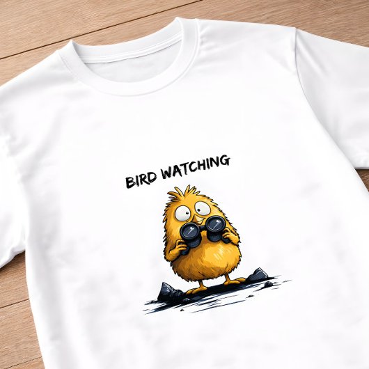 Bird Watching Funny Cartoon Character Ironic Humor T-shirt