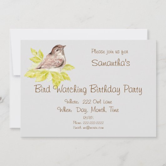 Bird Watching Party Sparrow Bird verjaardagsfeestj Kaart (Achterkant)