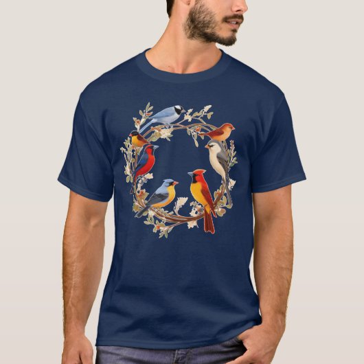 Bird Watchingennessee Bloemenkrans Vogelvogel T-shirt (Voorkant)