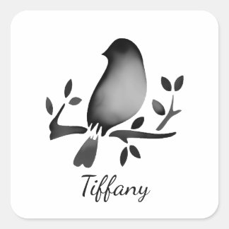 Bird watercolor black white saturated vierkante sticker