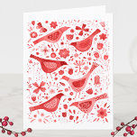 Bird Waterverf Red Feestdagen Kaart<br><div class="desc">Gevoelige rode waterverf vogels en bloemen op een witte achtergrond. U kunt de groet en de namen binnen veranderen om te personaliseren. Originele kunst van Nic Squirrell.</div>
