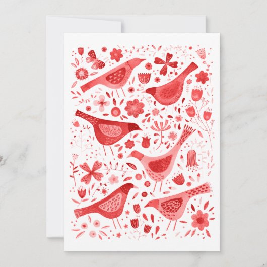 Bird Waterverf Red Feestdagenkaart (Voorkant)