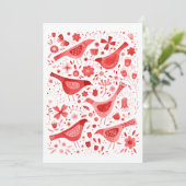 Bird Waterverf Red Feestdagenkaart (Staand voorkant)