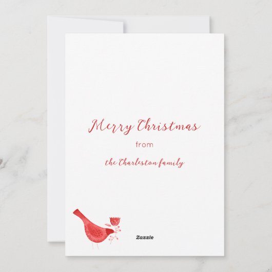 Bird Waterverf Red Feestdagenkaart (Achterkant)