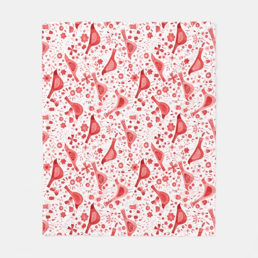 Bird Waterverf Red Fleece Deken (Voorkant)