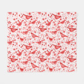 Bird Waterverf Red Fleece Deken (Voorkant (Horizontaal))