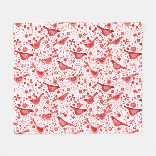 Bird Waterverf Red Fleece Deken (Voorkant (Horizontaal))