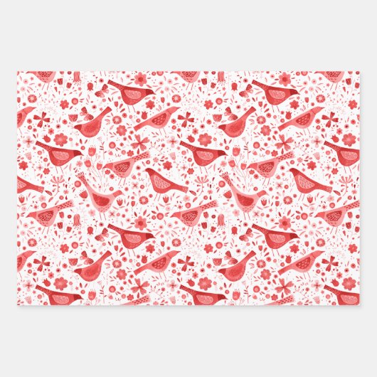Bird Waterverf Red Inpakpapier Vel (Voorkant)