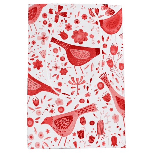 Bird Waterverf Red Medium Cadeauzakje (Voorkant)