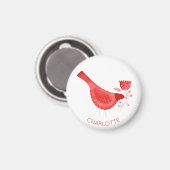 Bird Waterverf Red Persoonlijk Magneet (Voorkant / Achterkant)