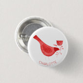 Bird Waterverf Red Persoonlijk Ronde Button 3,2 Cm (Voorkant /achterkant)