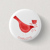 Bird Waterverf Red Persoonlijk Ronde Button 3,2 Cm (Voorkant)