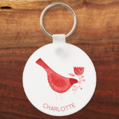 Bird Waterverf Red Persoonlijk Sleutelhanger (Voorkant)