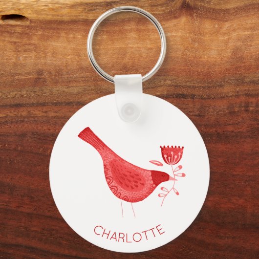 Bird Waterverf Red Persoonlijk Sleutelhanger (Voorkant)