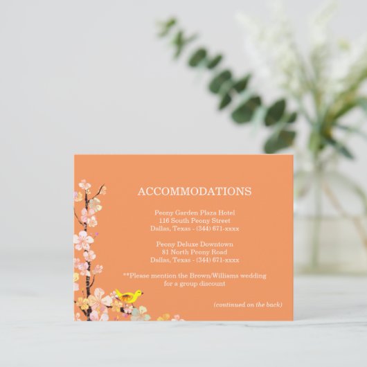 Bird Wedding Accommodations Directions Enclosure Briefkaart (Staand voorkant)