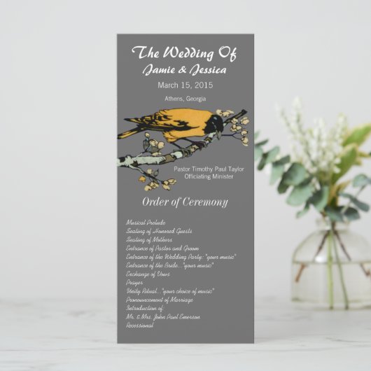  Bird Wedding Programme Programmakaart (Staand voorkant)