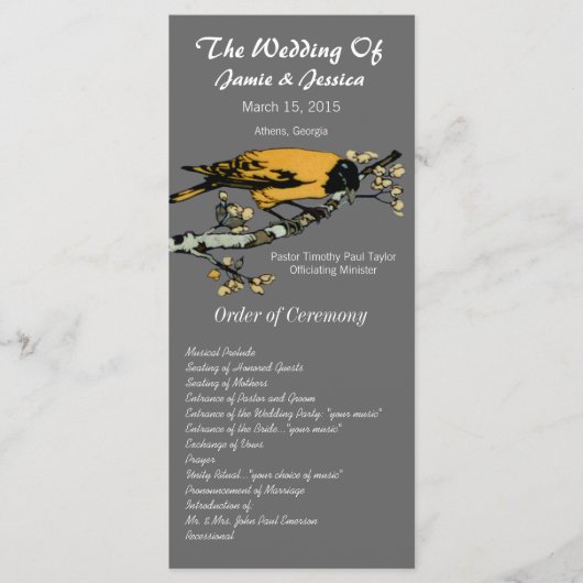  Bird Wedding Programme Programmakaart (Voorkant)