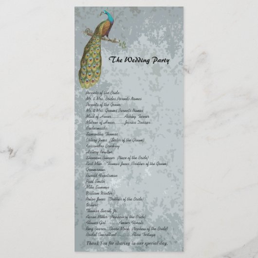  Bird Wedding Programme Programmakaart (Achterkant)