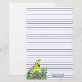 Bird Western Meadowlark Blue Lined Briefpapier (Voorkant / Achterkant)