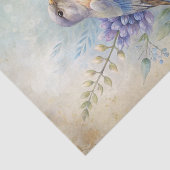 Bird with Flowers in Shades of Blue and Purple Tissuepapier (Detail)