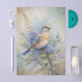 Bird with Flowers in Shades of Blue and Purple Tissuepapier (Craft)