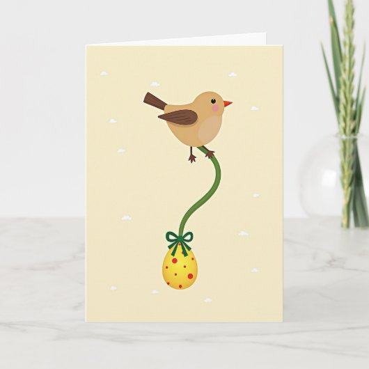 Bird With Polka Dot Egg Design Card Kaart (Voorkant)