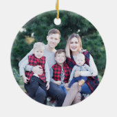 Bird Wreath & Family Fotokerstversiering Keramisch Ornament (Achterkant)