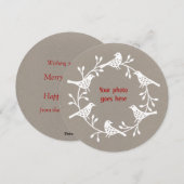 Bird Wreath Modern Scandi Feestdagenkaart (Voorkant / Achterkant)