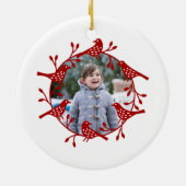 Bird Wreath Modern Scandi Foto Keramisch Ornament (Achterkant)