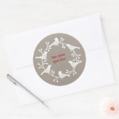 Bird Wreath Modern Scandi Foto Ronde Sticker (Envelop)
