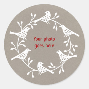 Bird Wreath Modern Scandi Foto Ronde Sticker