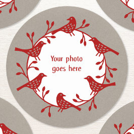 Bird Wreath Modern Scandi Foto Ronde Sticker