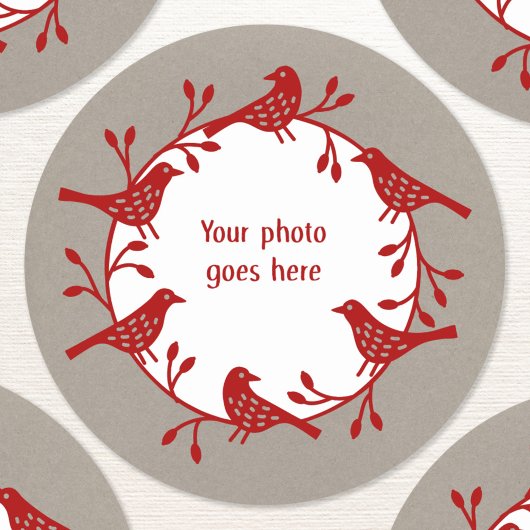 Bird Wreath Modern Scandi Foto Ronde Sticker