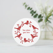 Bird Wreath Modern Scandi Fotokerstkaart Feestdagenkaart (Staand voorkant)