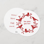 Bird Wreath Modern Scandi Fotokerstkaart Feestdagenkaart (Voorkant / Achterkant)