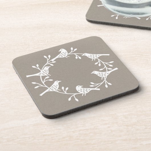 Bird Wreath Modern Scandinavian Bier Onderzetter (Linkerzijde)