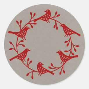 Bird Wreath Modern Scandinavian Style Ronde Sticker