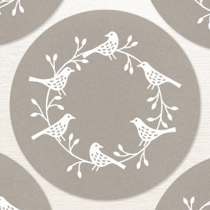 Bird Wreath Modern Scandinavian Style Ronde Sticker