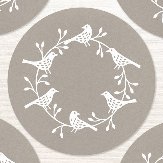 Bird Wreath Modern Scandinavian Style Ronde Sticker
