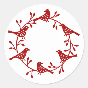 Bird Wreath Modern Scandinavian Style Ronde Sticker
