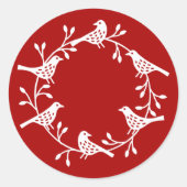 Bird Wreath Modern Scandinavian Style Ronde Sticker (Voorkant)