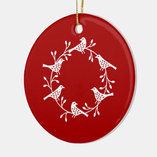 Bird Wreatwhite Red Keramisch Ornament (Links)