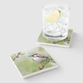 Bird yellow _coaster stenen onderzetter (Zijkant)