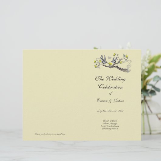 Bird Yellow & Grey TriFold Program Hoesje (Staand voorkant)