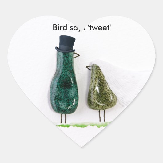 Bird zegt 'tweet' hart sticker (Voorkant)