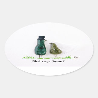 Bird zegt 'tweet' ovale sticker